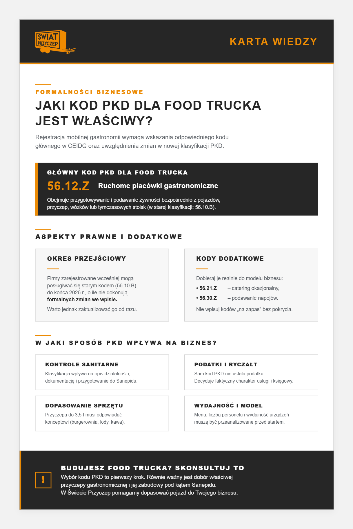 Jaki kod PKD dla food trucka jest właściwy przy rejestracji działalności